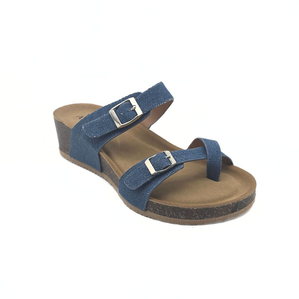 Cuña Mules de dedo Jeans